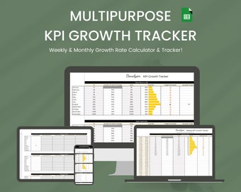 Multipurpose Analytics KPI Spreadsheet Template, Social Media Monthly, Weekly Growth Dashboard, MoM Growth Trend, for Business, Marketers