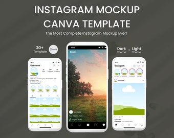 2022 Instagram Profile, Posts Feed, IG Story, Home Page UI Canva Template, Editable Instagram Mockup Template + Smartphone Frame, App Mockup