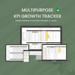 Multipurpose Analytics KPI Spreadsheet Template, Social Media Monthly, Weekly Growth Dashboard, MoM Growth Trend, for Business, Marketers