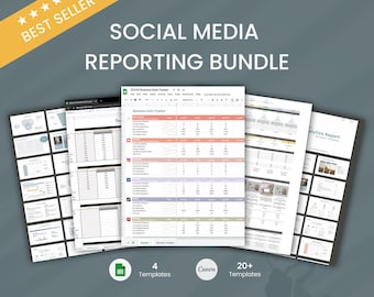 4 IN 1 Social Media Reporting Bundle for Marketing Manager, Virtual Assistant, 2 Metric Tracker + Audit Report + Monthly Client Presentation
