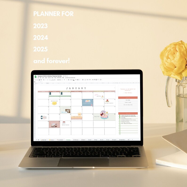 Perpetual Calendar Template Google Sheets