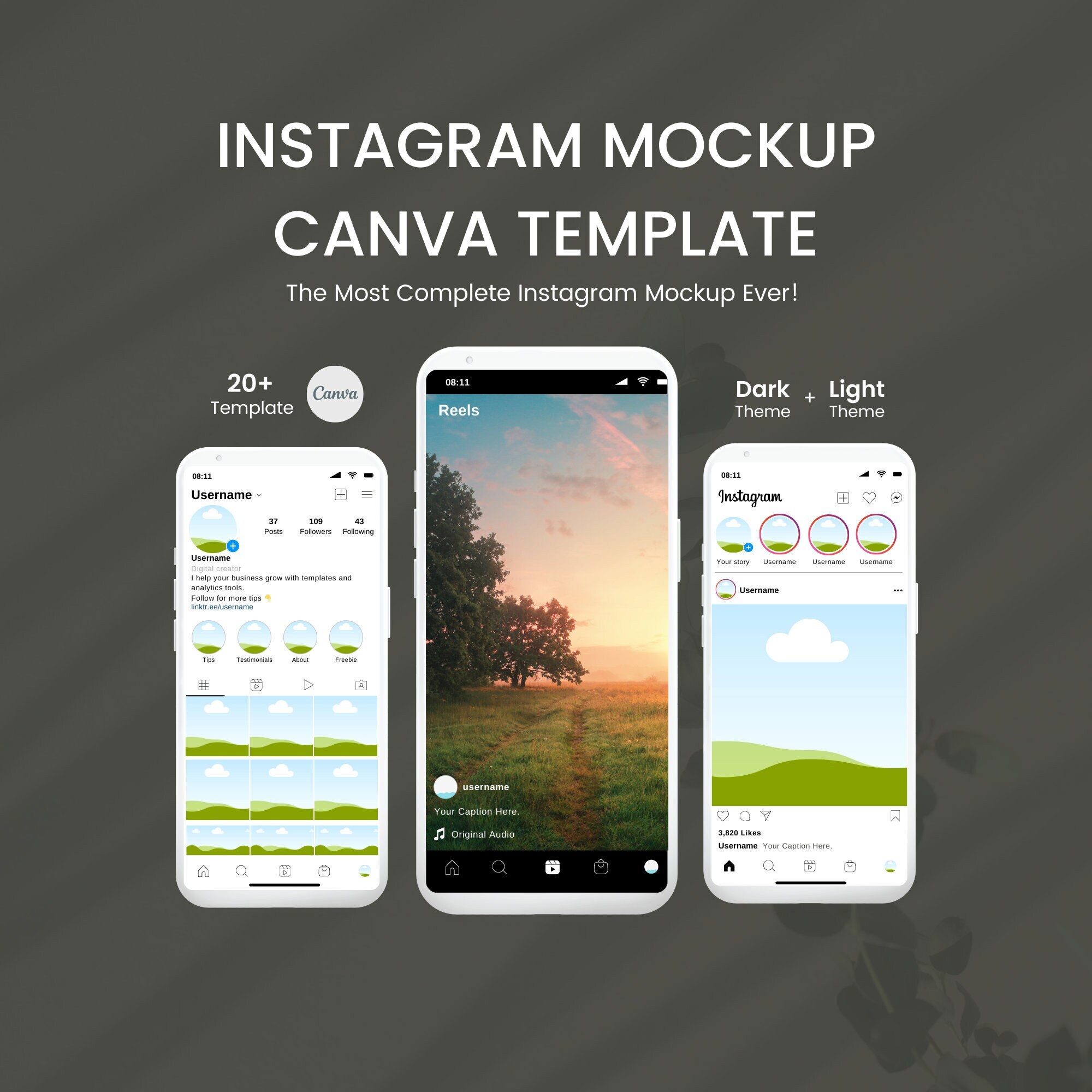 20 Instagram Mockup Templates smartphone Frame Included, Profile