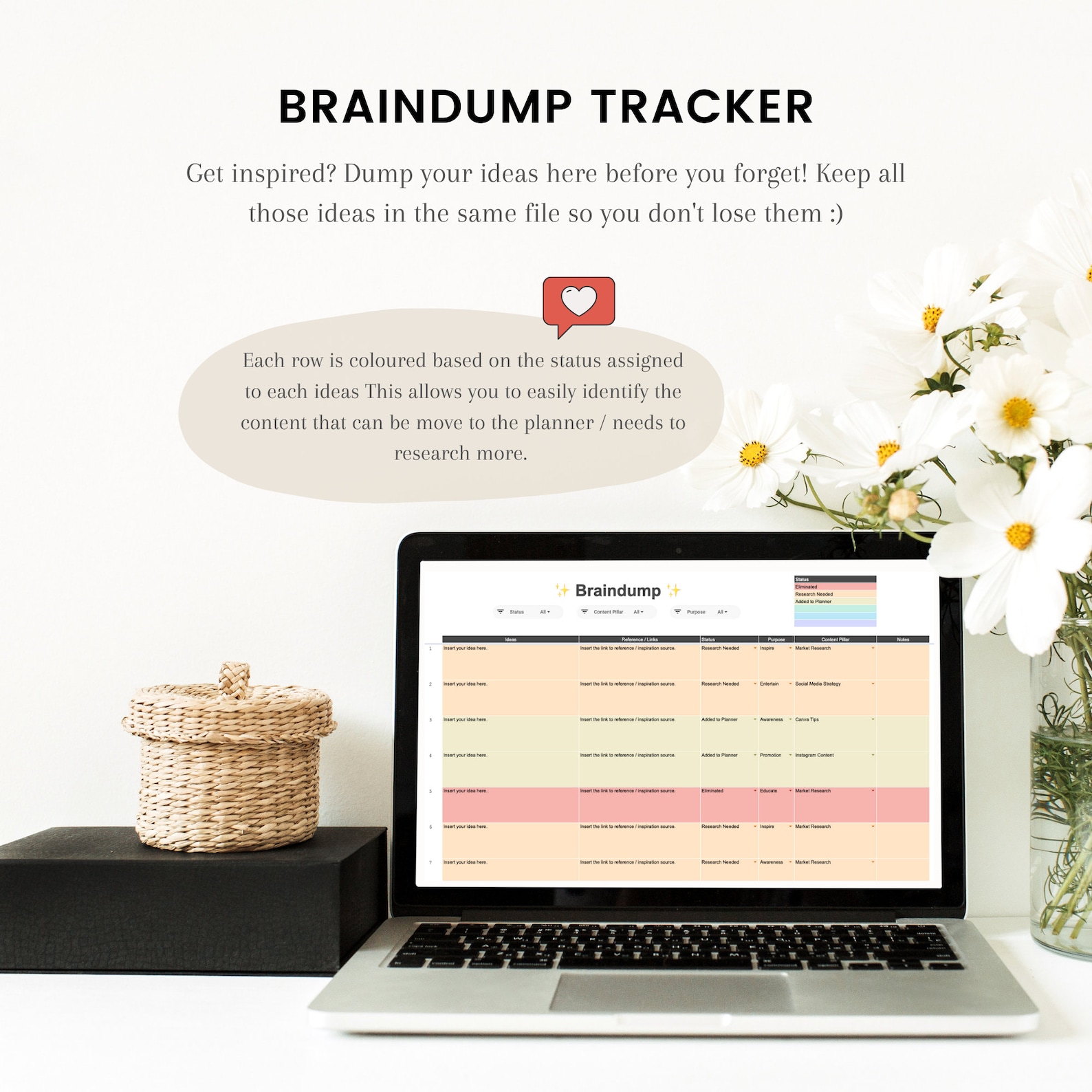 Social Media Content Planner Google Sheets, Digital Content Creator