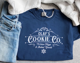 Olaf's Cookie Co. | Frozen Movie Inspired | Screenprint T-Shirt - Comfort Colors, Disney, Unisex, Graphic Tee, Holiday, Christmas