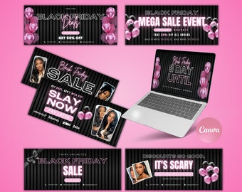 Black Friday Web Banner, Shopify Banner, Black Friday Business Banner, Website Banner, Pre-made Website Design, Web Banner Canva Template