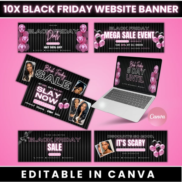 Black Friday Web Banner, Shopify Banner, Black Friday Business Banner, Website Banner, Pre-made Website Design, Web Banner Canva Template