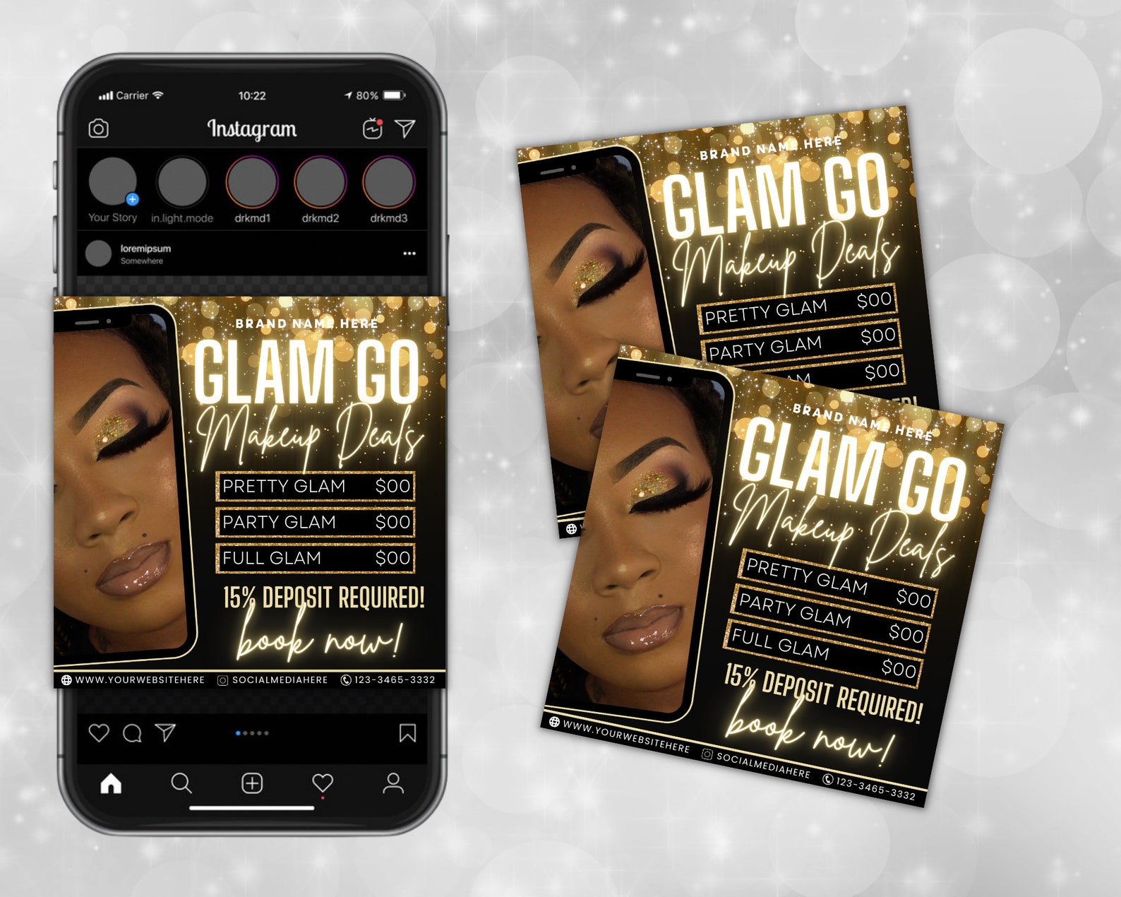 Editable Glam Go Makeup Special Deals Template, Custom Makeup Pricing ...