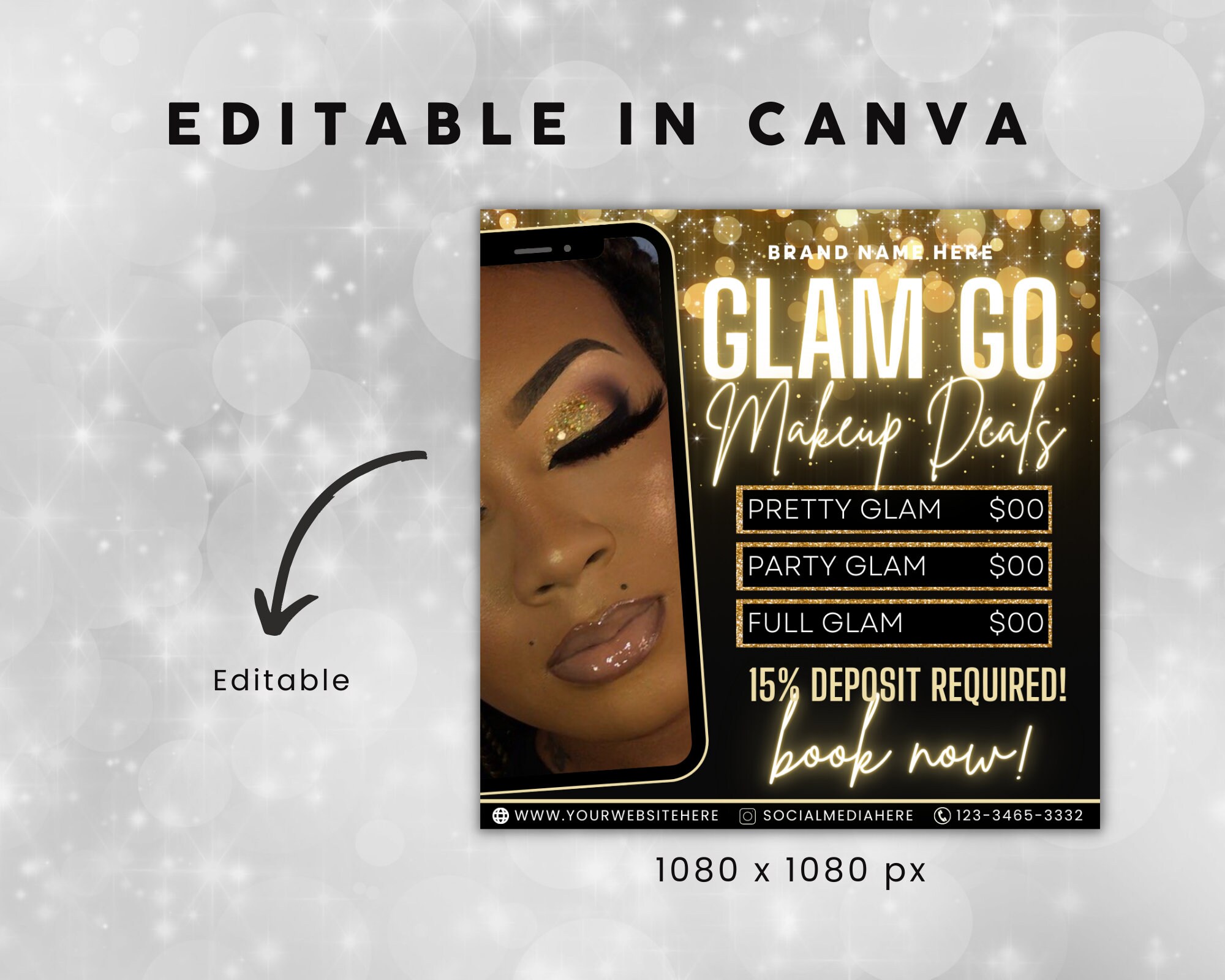 Editable Glam Go Makeup Special Deals Template, Custom Makeup Pricing ...