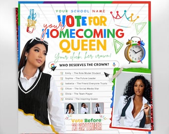 Homecoming Flyer,Homecoming Queen Flyer, Google Vote for Me Flyer, School Campaign Flyer, Court Flyer,Who is the best Homecoming Queen Flyer