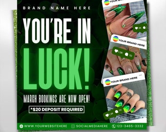 March Booking Flyer, St.Patricks Day March Flyer, March Books, Book Now Flyer, March Madness Flyer, Lashes, Nails, Hair Braid Specials