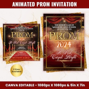 Prom rode loper thema flyer, Prom Night Dance uitnodiging onder rode loper Prom rode loper schooldans uitnodiging afdrukbare Instant Download