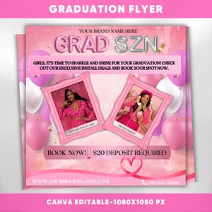 Graduation Business Flyer, Graduation Template, Hair Flyer, Prom Booking Flyer, Mua Flyer, Lash Flyer, Grad Announcement Flyer Salon Flyer