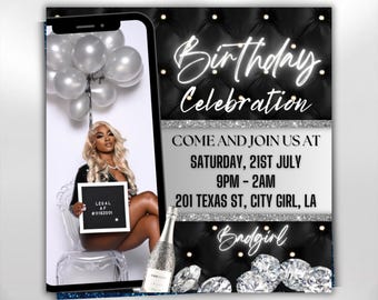Happy Birthday Flyer, Editable Birthday Flyer, Birthday Girl Invitation, Birthday Invite Template, Birthday Party, Birthday Dinner