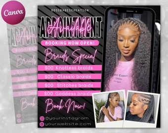 Appointment  Available Flyer, Braid Special Flyer, Booking Flyer, Braids Flyer, August Bookings Flyer, Hair, Nails, Makeup, Lash, Braid, Wig