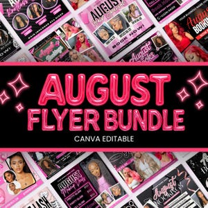 August-Buchungsflyer-Bundle, Monatsflyer, Haare, Wimpern, Nägel, Make-up, Zöpfe Flyer, Termin verfügbar Flyer, bearbeitbare Canva-Vorlage
