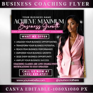 Business Coach Flyer Canva Template, Consultation Flyer,Entrepreneur Flyer,Workshop Flyer,Coaching Template,Coaching Business Flyer Template