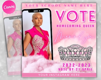 Vote Campaign Flyer, Homecoming Flyer, Homecoming Campaign, Homecoming Queen, Homecoming Vote For Me, Social Media Flyer