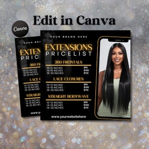 Editable Hair Price List Flyer, Hair Price List Template, DIY Beauty Salon Braids Hair Stylist Price List, Price List Flyer, Booking Flyer