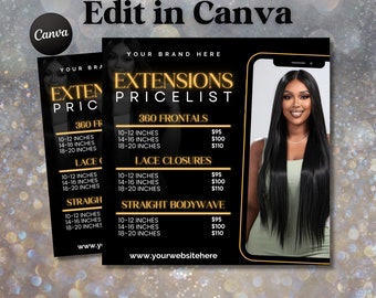 Editable Hair Price List Flyer, Hair Price List Template, DIY Beauty Salon Braids Hair Stylist Price List, Price List Flyer, Booking Flyer