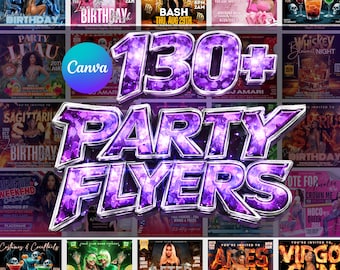 Party Flyers Bundle, Club Party Bundle, R&B Night Club, Freaknik, Birthday Event Flyer, Sunday Hangover, Pool Party All Black White Editable