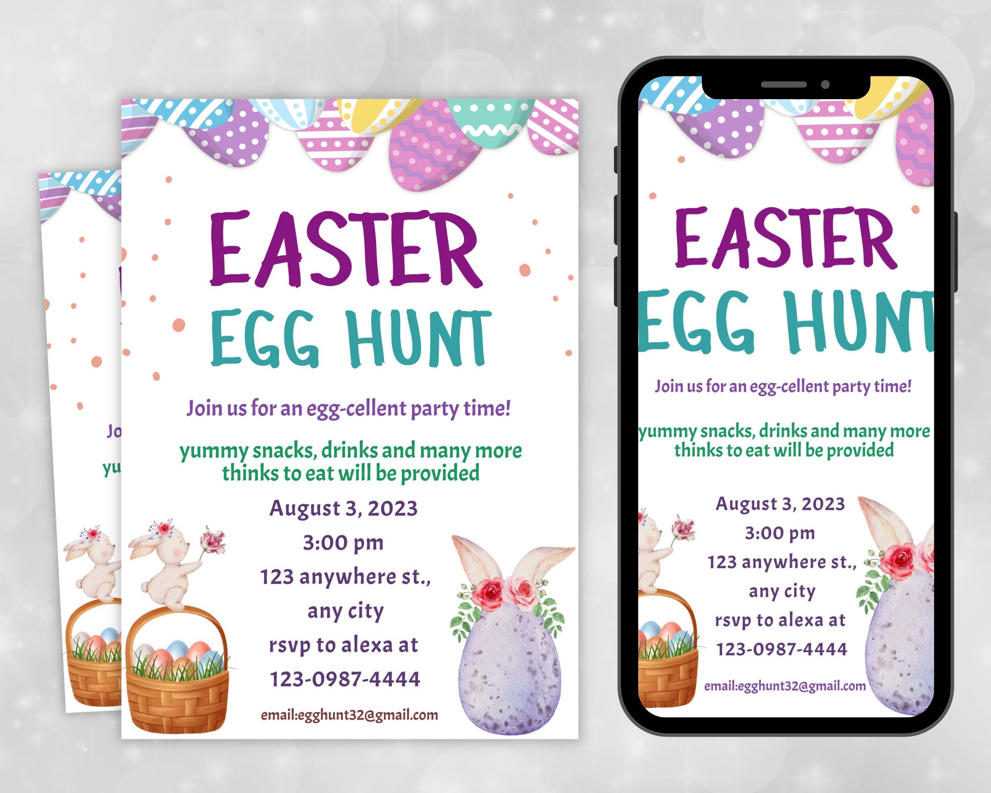 Easter Egg Hunt Flyer, Printable Invite Spring Egg Hunt, Easter ...