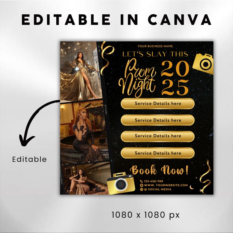 Prom Photographer Flyer, Editable Photoshoot Graduation Season Flyer ...
