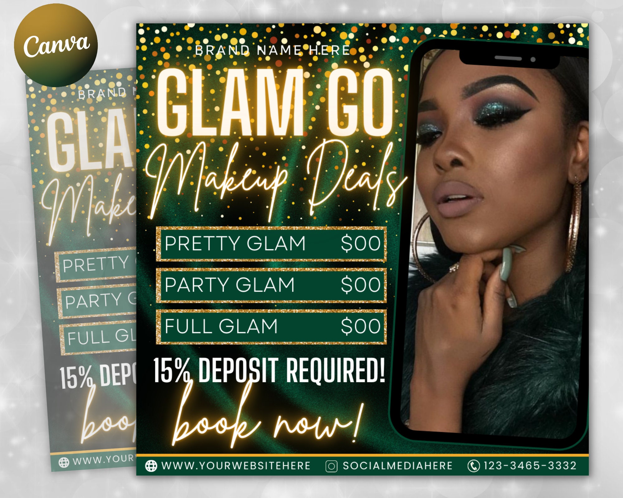 Editable Glam Go Makeup Special Deals Template, Custom Makeup Pricing ...