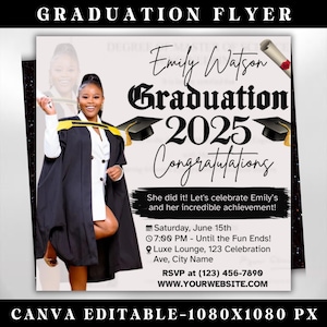Editable Graduation Invitation Flyer, Graduation Party, Class Of 2025 Flyer, Graduate Flyer, Graduation Party,Graduation Invitation Template