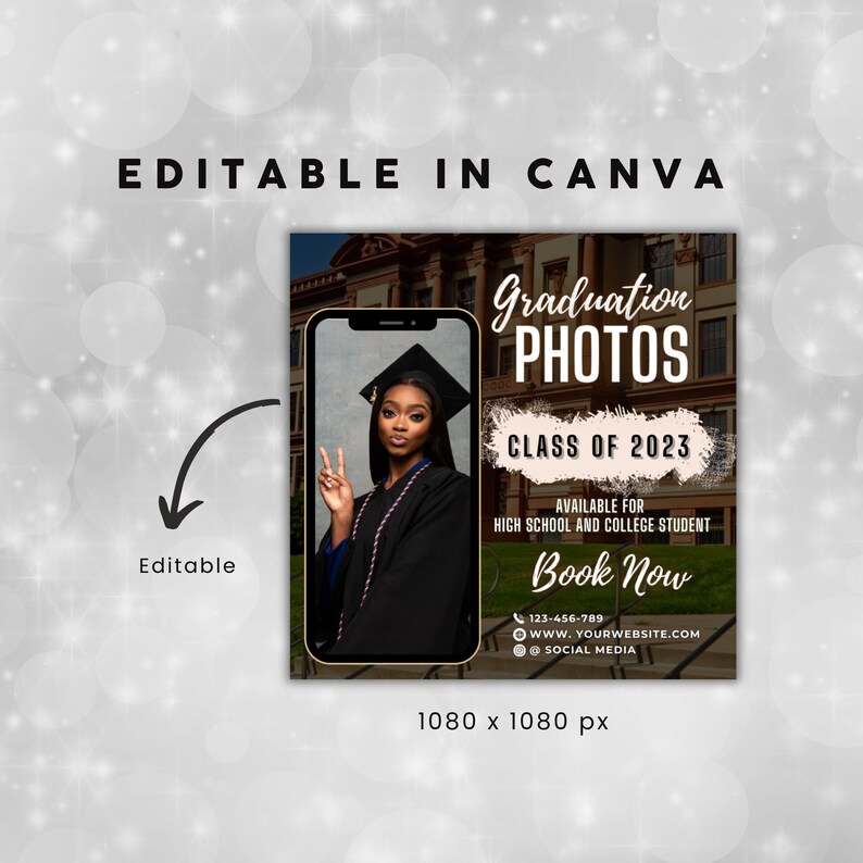 Editable Photoshoot Graduation Season Flyer, Photoshoot Template, Photographer Flyer, Graduation Season, Canva Digital Flyer Template image 3
