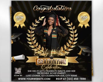 Folleto de graduación, folleto para fiesta de graduación, invitación de graduación, decisión universitaria, folleto de la clase de 2026, anuncio de graduación, Canva editable