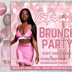 Brunch Flyer, DIY Brunch Invitation Birthday Brunch Flyer Template, Event Flyer, Social Media Flyer, Birthday Brunch Flyer Invitation