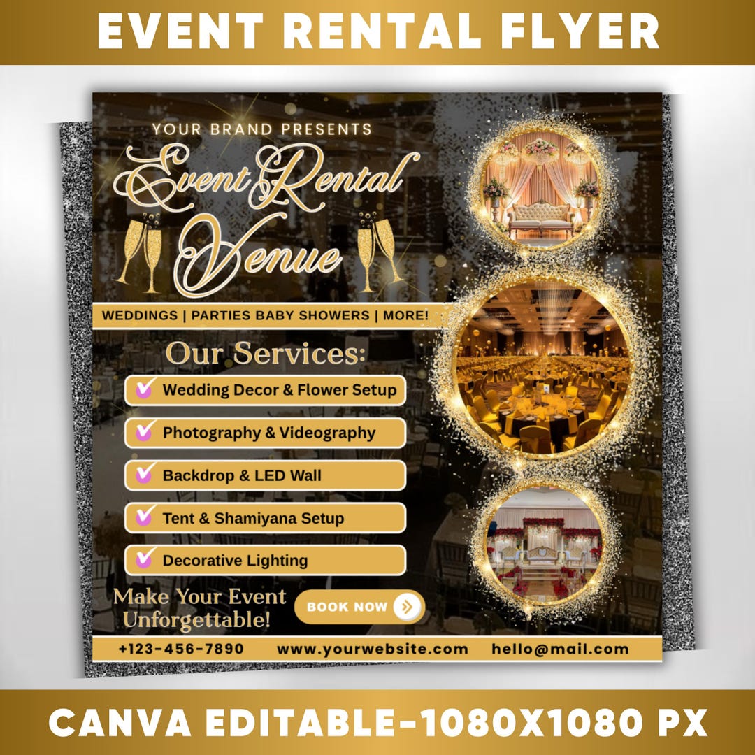 Event Space Rentals Flyer, Venue Deals Flyer, Event Space Booking Flyer ...