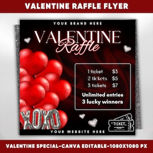 Raffle Flyer for Valentines Day, DIY Flyer Template Design, February ...