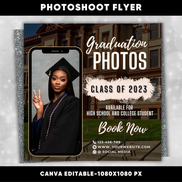 Editable Photoshoot Graduation Season Flyer, Photoshoot Template, Photographer Flyer, Graduation Season, Canva Digital Flyer Template