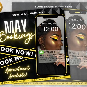 May Bookings Flyer, May Bookings Available, May Appointment Flyer, Spring Flyer, Hair, Nails, Makeup, Lashes