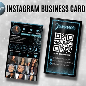 Instagram Visitenkarte 2023, DIY Canva Visitenkarten Vorlage Design, QR-Code Visitenkarte, Influencer Karten, Influencer Karten, editierbar