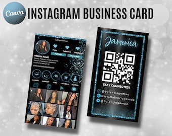 Instagram Business Card 2023, DIY Canva Business Card Template Design, QR code Business Card, Influencer Cards, Influencer Cards, Editable