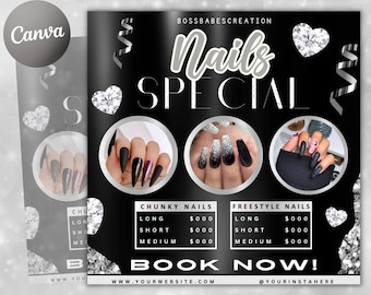Nail Flyer, Nail Special Flyer, Nail Salon Bookings Flyer, Nail Tech Flyer, August Special Nails Flyer, Appointment Flyer, Bookings Flyer
