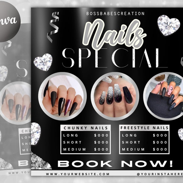 Nail Flyer, Nail Special Flyer, Nail Salon Bookings Flyer, Nail Tech Flyer, August Special Nails Flyer, Appointment Flyer, Bookings Flyer