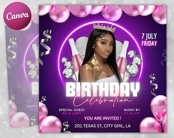 Happy Birthday Flyer, Editable Birthday Flyer, Birthday Girl Invitation, Birthday Invite Template, Birthday Party, Birthday Dinner