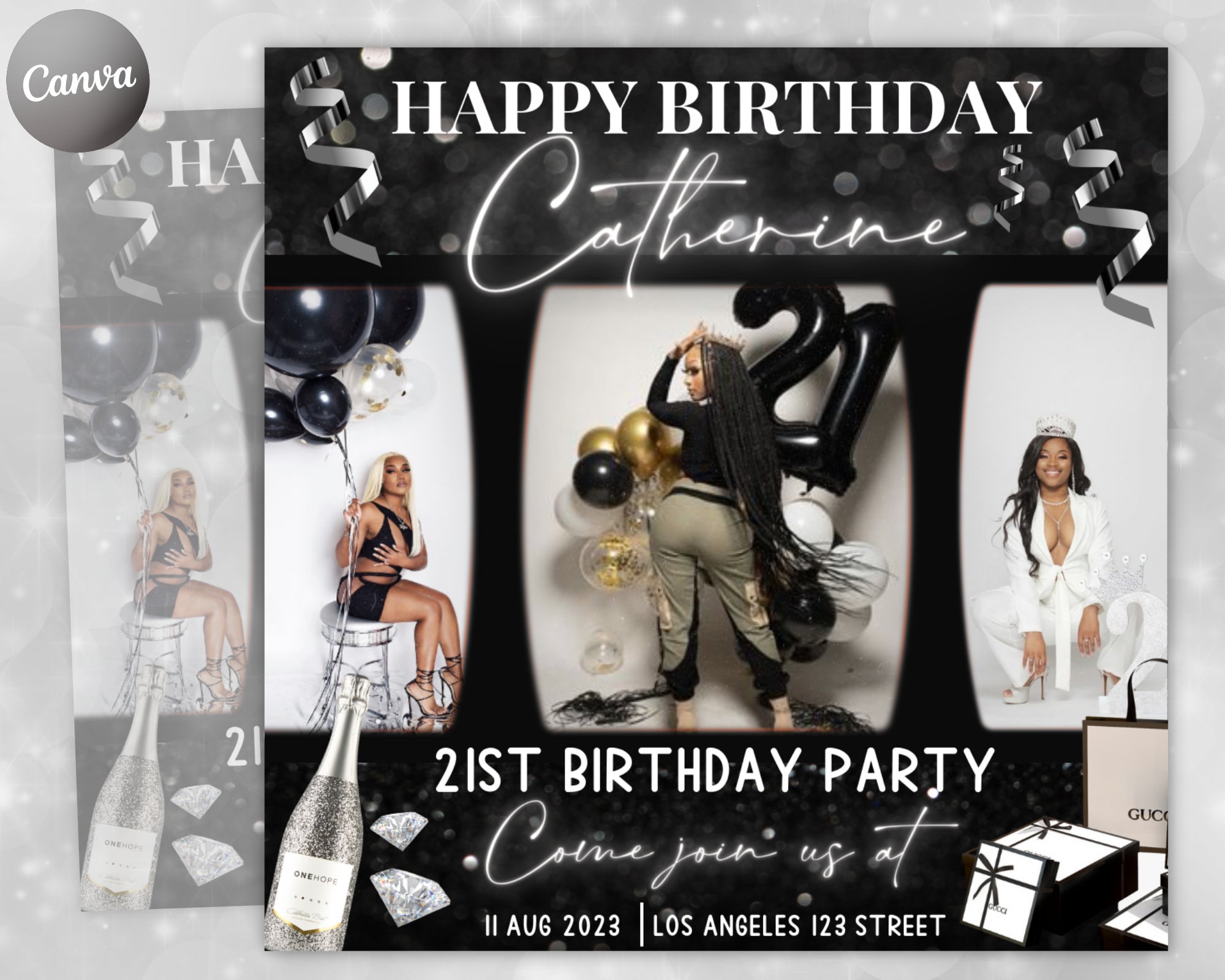 Editable Birthday Flyer, Birthday Girl Invitation, Birthday Flyer Girl, Happy Birthday Flyer, Birthday Party Invitation, Party invitation