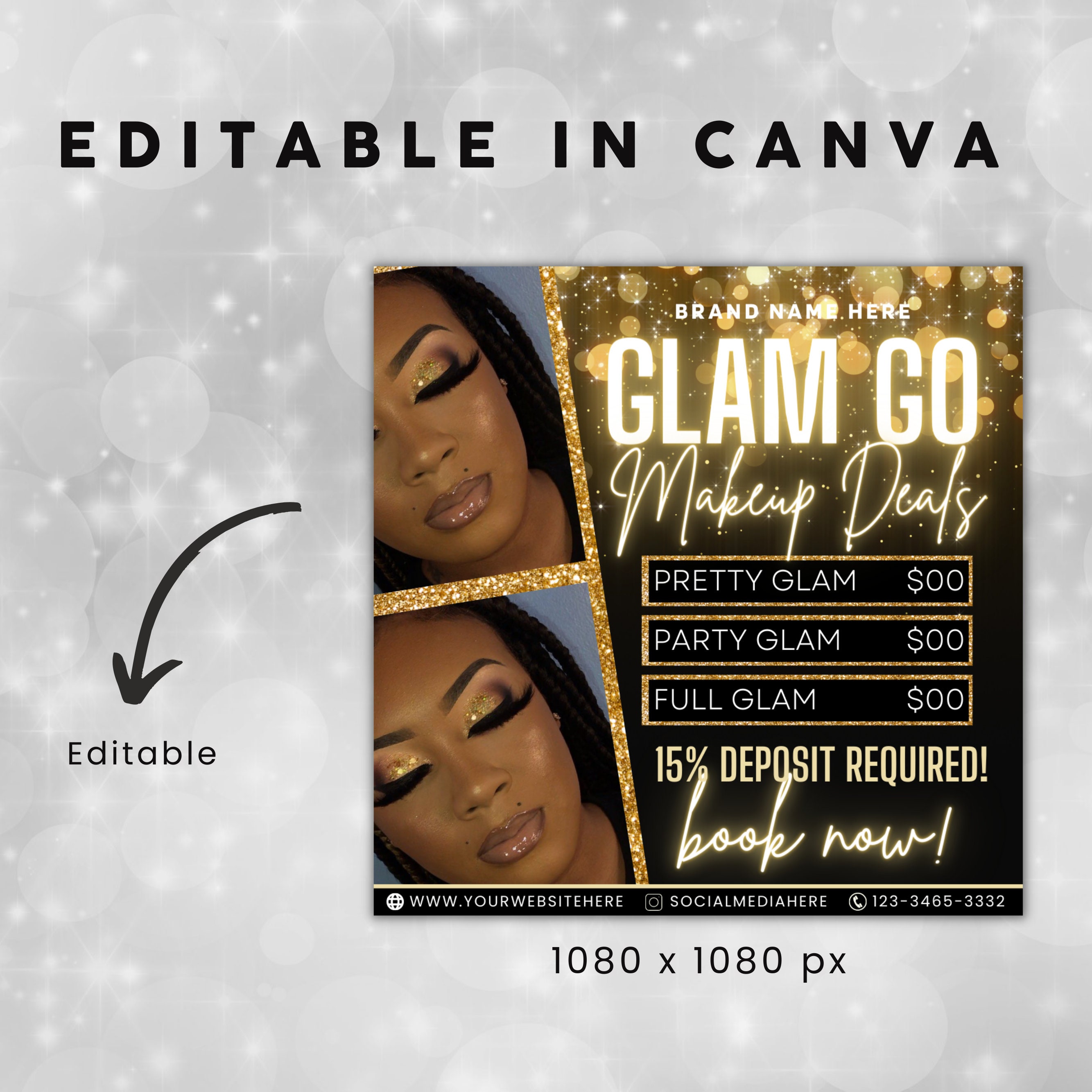 Editable Glam Go Makeup Special Deals Template, Custom Makeup Pricing ...