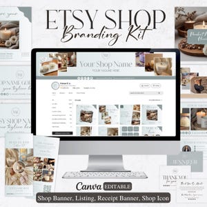 Minimalist Etsy Shop Banner Kit, Editable Etsy Shop Branding Kit For New sellers, Boho Etsy Shop banners Icons Listing Canva Templates