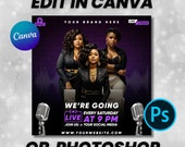 Podcast Flyer, Editable Podcast Template, Live, Talk show, Radio show, Instagram Post, Podcast Flyer Design Canva & PSD, Social Media Flyer