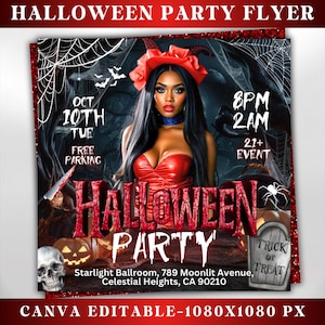 Halloween Flyer, Halloween Party Flyer, Halloween Party Einladung, Halloween Szn, Social Media Flyer, Canva Editierbar, sofortiger Download