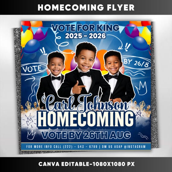 Homecoming King Flyer for Kids Boys, Vote Homecoming King Flyer, Class  Campaign Flyer, Prom King Flyer, Election Flyer, Canva Editable - Etsy