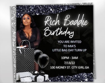 Birthday Bash Flyer, Birthday Flyer Girl, DIY Flyer Template Design, Birthday Party Invites Flyer, Premade Celebration Instagram Post