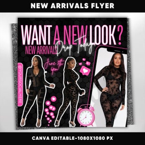 New Arrivals Flyer, Clothing Flyer, Boutique Sale Flyer, New Collection Flyer, Premade Fashion Flyer, Social Media Canva Editable Template