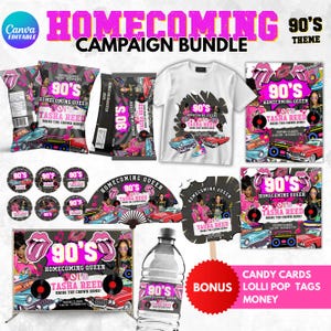 Vote Homecoming Queen Campagin Bundle, 90s Theme Homecoming Party Favor, Homecoming Chip Bag, Candy Card, Lollipop Tag, Hoco Campaign Ideas