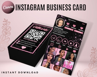 Instagram Business Card 2023, DIY Canva Business Card Template Design, QR code Business Card, Influencer Cards, Influencer Cards, Editable